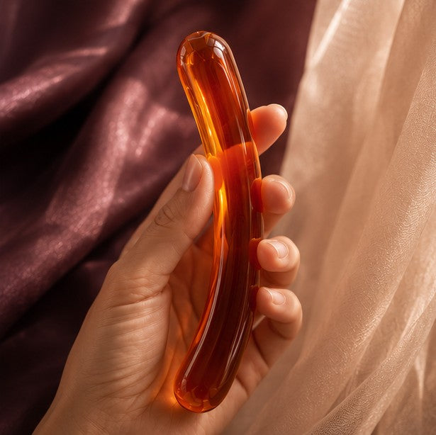 Amber Handmade Glass Wand by Peech - pleasure wand product photo 4