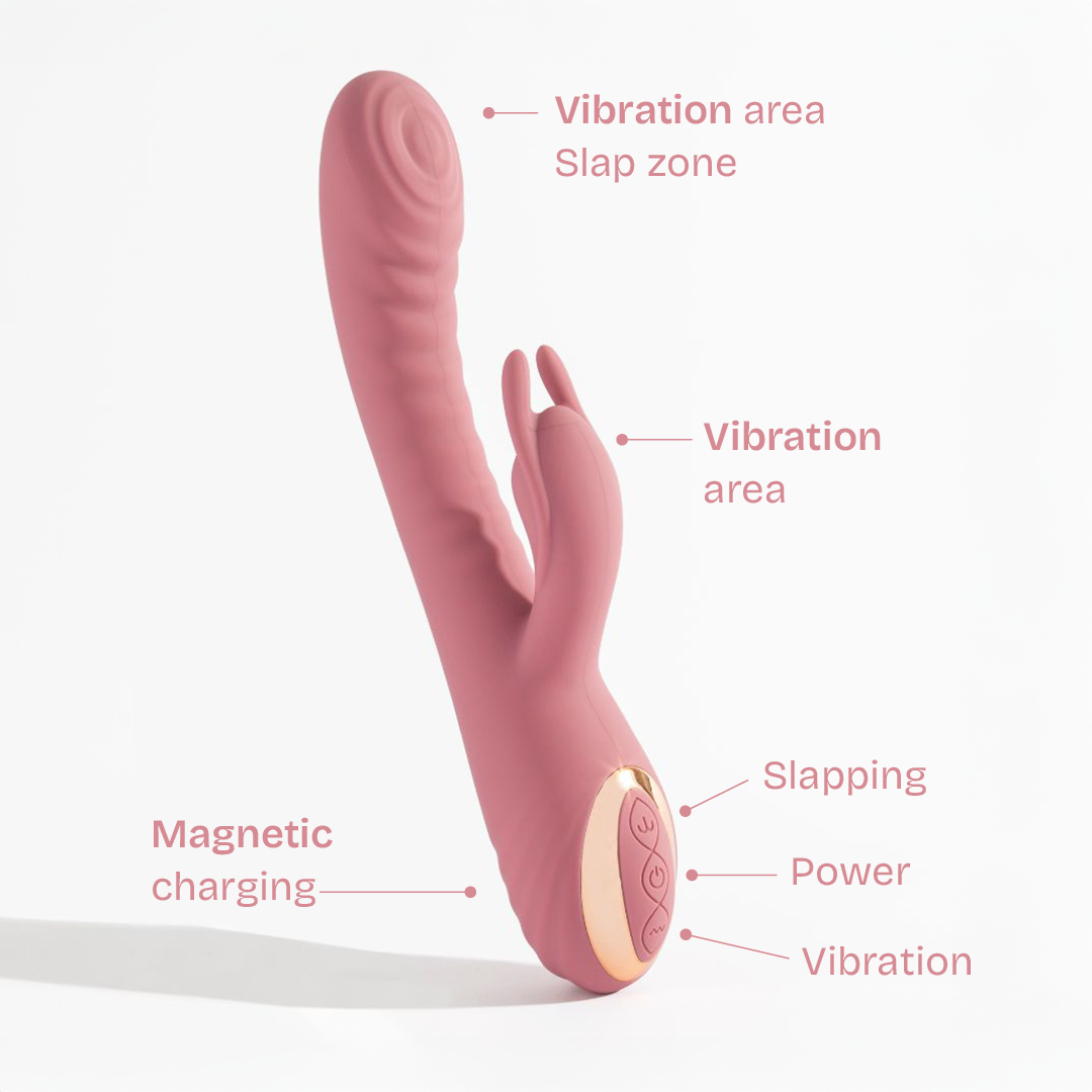 Joy Dual Action Rabbit Vibrator in rose by Lovglo - g spot vibrator product photo 5