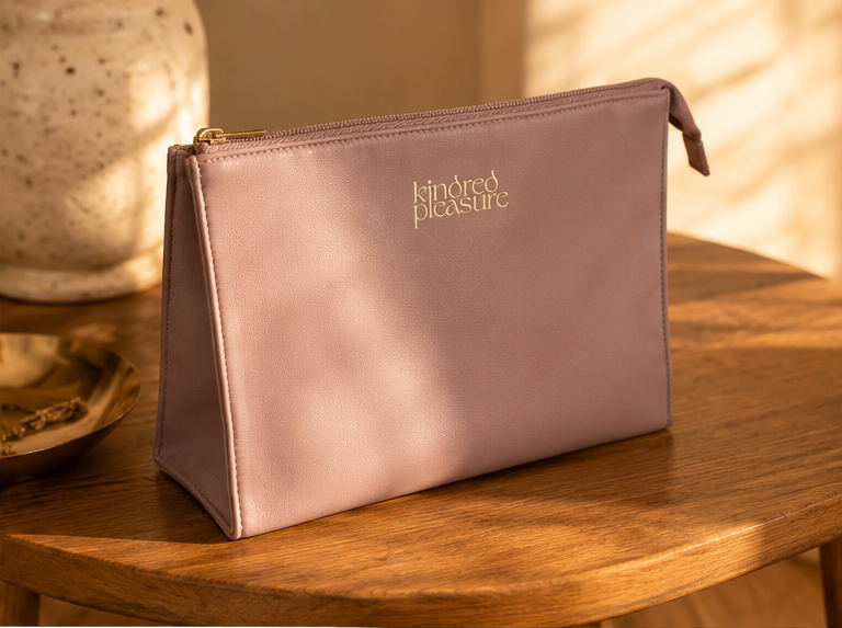 The Kindred Keeper Vegan Leather Storage Bag, angled product view