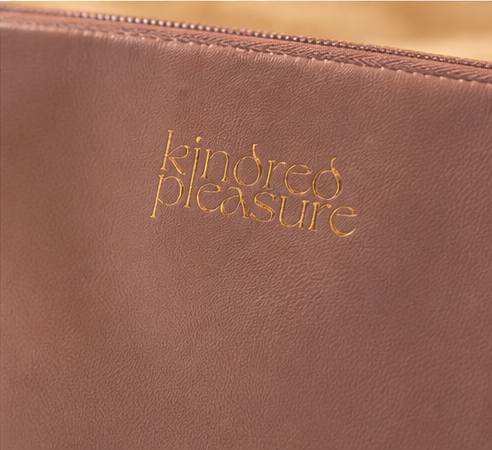 The Kindred Keeper Vegan Leather Storage Bag, close-up detail shot
