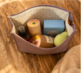 Load image into Gallery viewer, The Kindred Keeper Vegan Leather Storage Bag, shown open with contents
